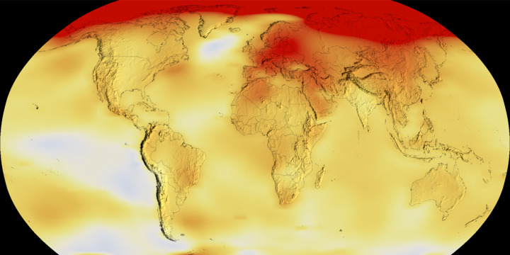 Earth's temperature map 2022